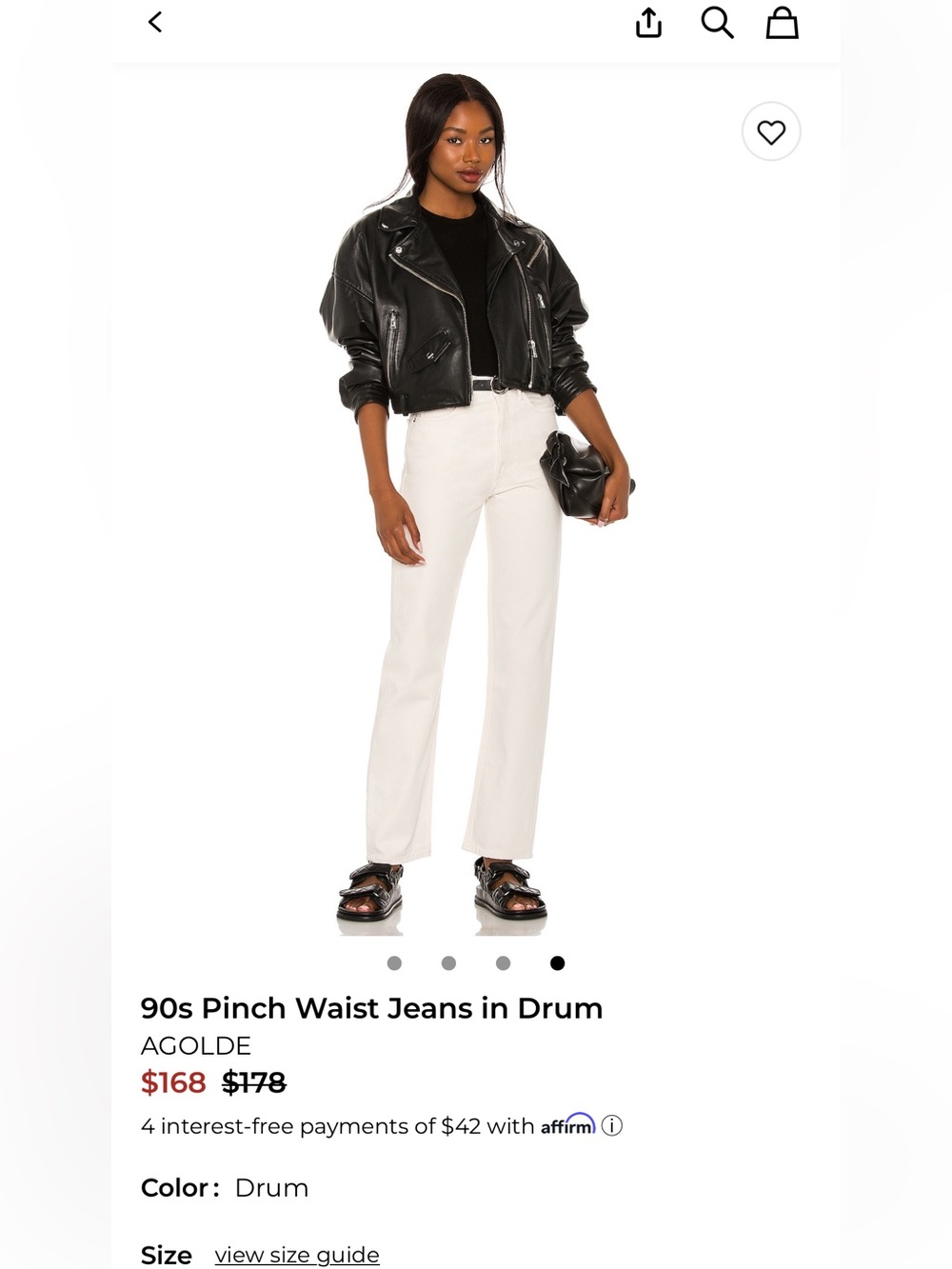 Agolde 90s Pinch Waist Straight Jeans in Drum White